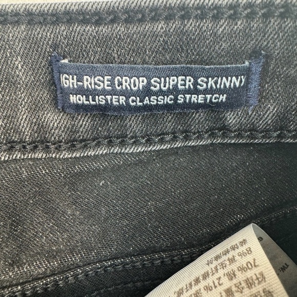 Hollister Super Skinny Crop Jeans Womens Size 1/25 Black Wash High Rise - Picture 6 of 13